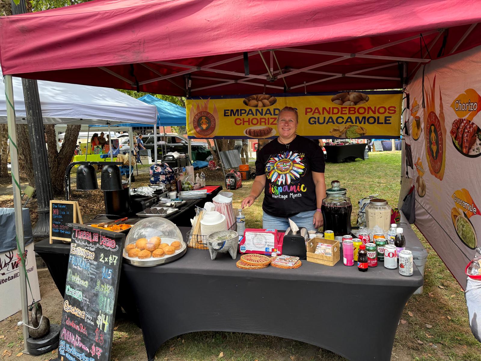 Colombian food and empanada booth at the festival